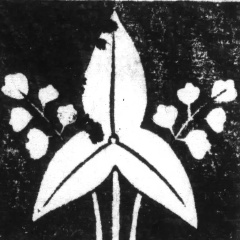 立ち沢瀉の紋。矢じりの形の葉と花の絵